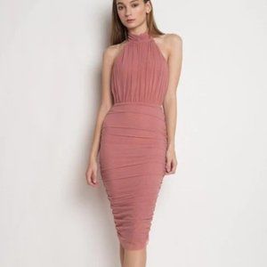 V-CUT SHEER BACKOUT MIDI DRESS - SALE ENDS SUNDAY!